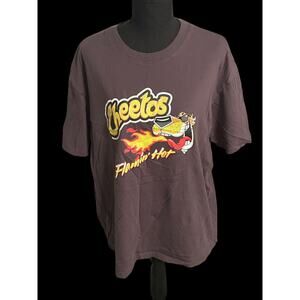 Flamin' Hot Cheetos Women's Short Sleeve T-Shirt XL Chester Cheetah Light‎ Brown